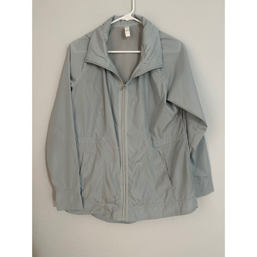Apana Womens Medium Gray Full Zip Lightweight Activewear Jacket Hooded‎